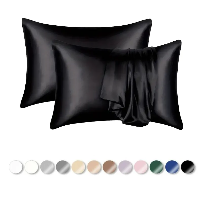6A grade silk pillowcase 22MM black hyaluronic acid silk pillowcase anti-wrinkle anti-aging custom embroidery silk pillow case