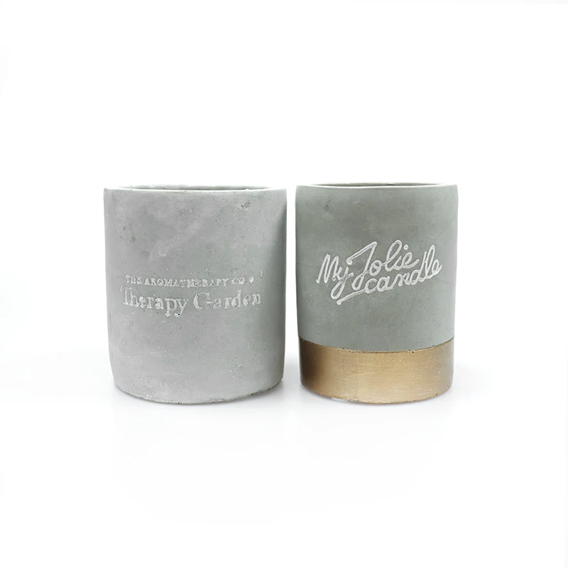 Factory Custom Printed Cylinder Grey Cement Candle Jar Concrete Storage Containers glass 100ml 4oz printing