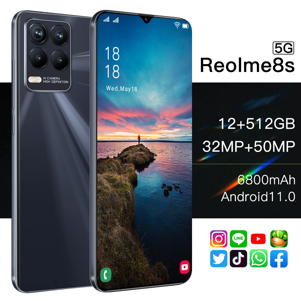 Best price android 6.7 Inch Reolme 8s 5G Dual SIM Card Dual Standby 16GB+512GB smart phone