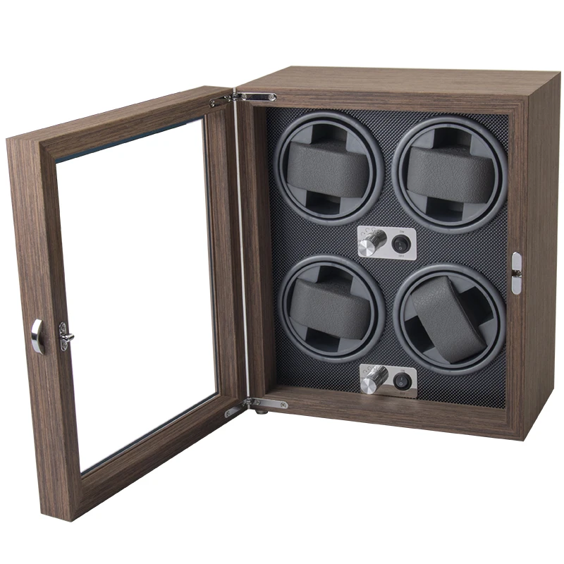 High End In Stock Wood Rotating Watch Winder 4 Orbit Watch Box Custom