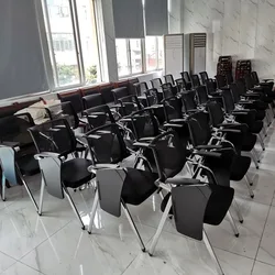 High Quality Heavy Duty Electroplating Metal Training Chair University College Mesh Office Lecture Chair with Writing Tablet