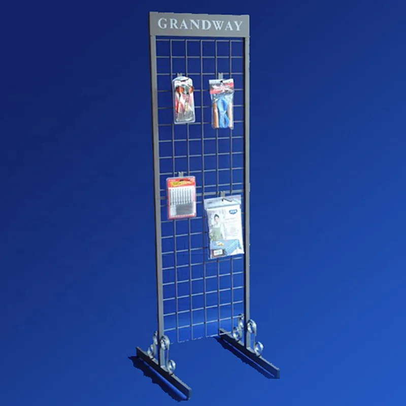 universal flat packing iron wire grid wall panel tubular frame floor stand multi functional retail steel shop display fixture