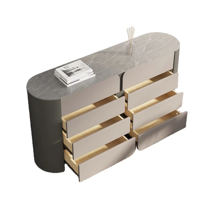 Итальянский светлый Роскошный домашний Кожаный шкаф для крыльца шкафчик для ресторана чайный шкаф современный минималистичный боковой шкаф