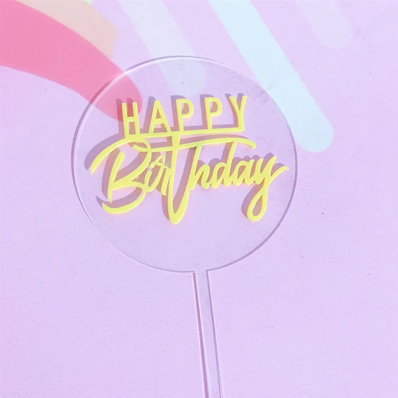 Round transparent double layer happy birthday acrylic cake topper