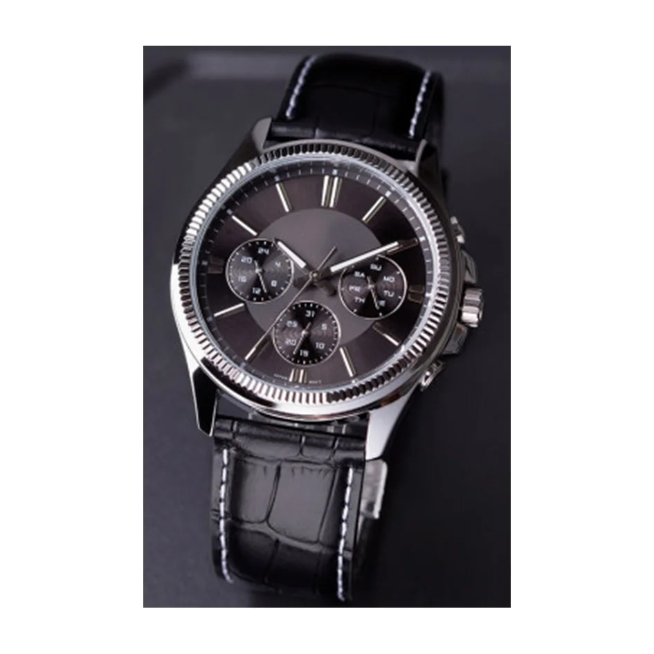 Latest stainless steel case two calendar 24 hours display business men quartz watches