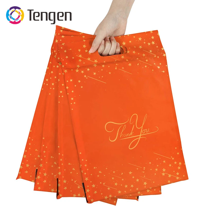 Custom Compostable Die Cut Plastic Thank You Clothing Packaging Shipping Courier Bags Poly Mailer with Handle