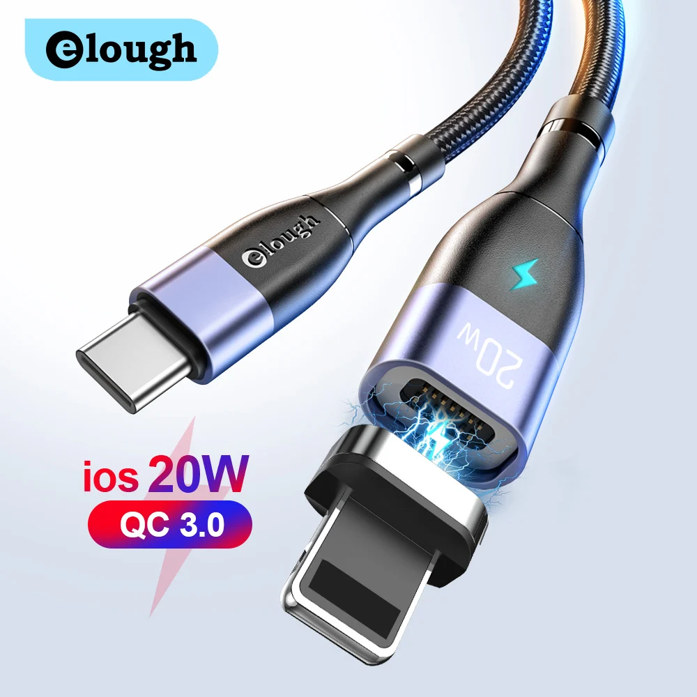 Elough Laptop 20w PD cable 0.5m 50cm Usb A To Usb C Cable Charger Magnetic Mobile Charging Cable For iPhone