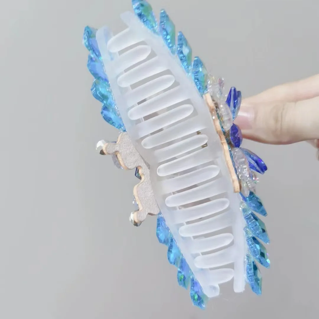 New Korean Women Hair Claw Hair Clip Flower Rhinestone Large Grab High-end Luxury Headwear Hair Accessories