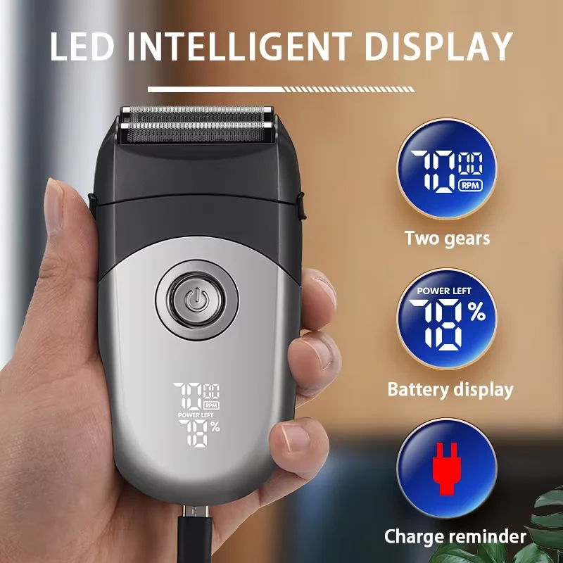 Komingdon Rechargeable Electric Shaver Men Reciprocating 2 in 1 Waterproof Foil Razor Bald Hair Pop-up Sideburn Trimmer Machine