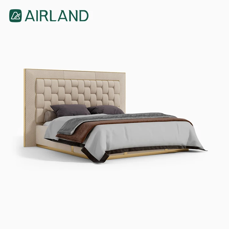 Apartment furniture double bed frame leather high-quality high-density elastic sponge double bed
