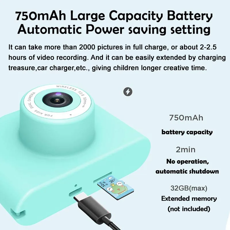  C2 WiFi дуальный принтом «камера» для детей 24 MP 2 дюймовый экран с разрешением HD мультфильм Защитная крышка творческие игрушки подарки цифровой