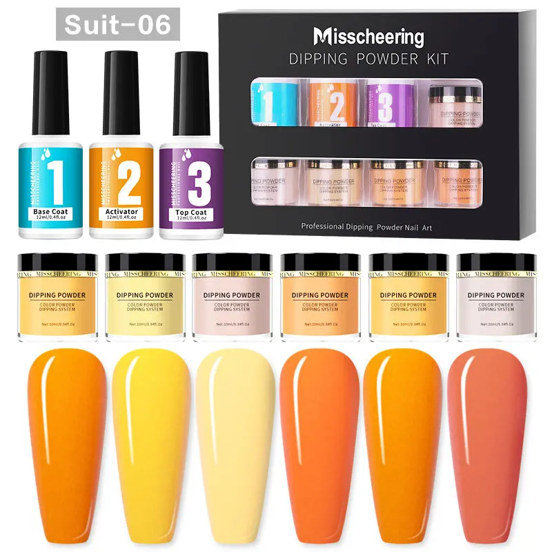 Wholesale high quality nail art design dip powder starter kit quickly dry without lamp cure dip powder system kit