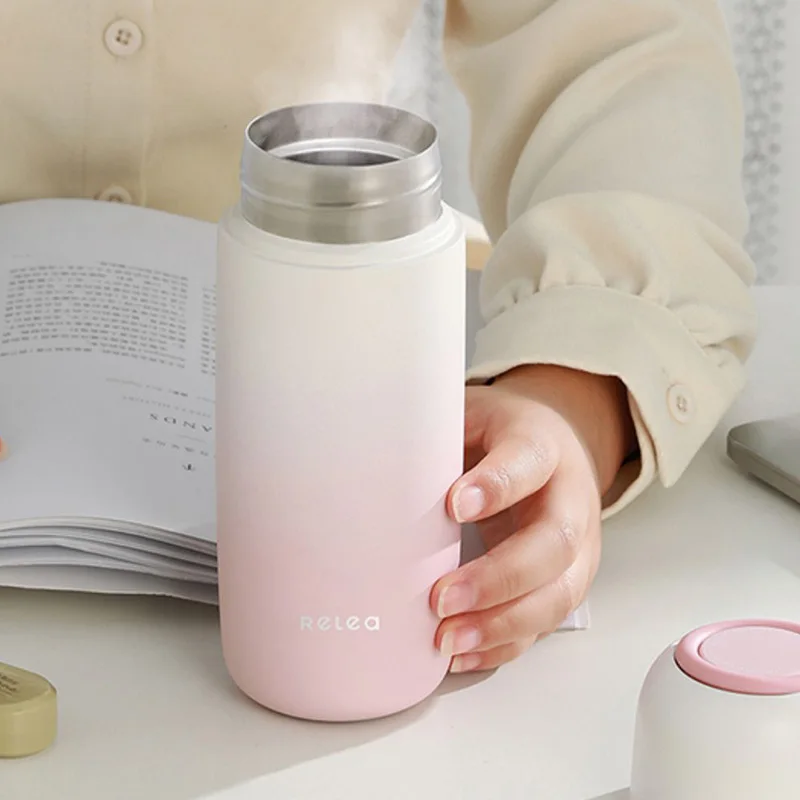 Promotional Gifts 400ml Japanese Style Kinto Thermos Stainless Steel Vacuum Cup Thermal Coffee Mug With Handle Lid