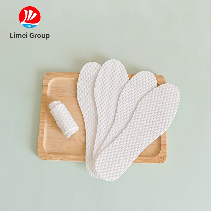 Breathable Disposable Thin Insoles Sweat Absorption And Outdoor Barefoot Shoe Liners Wood Pulp Shoe Liners  Wholesale