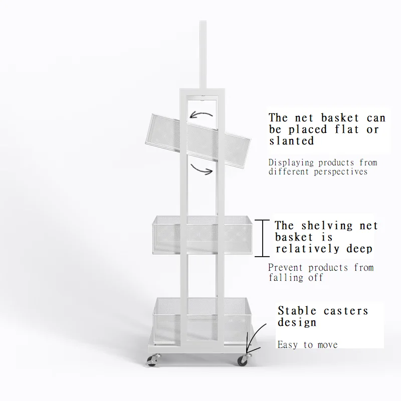 Customized Snacks Drink Toys Multi-layer Mobile Supermarket Shelf Display Rack
