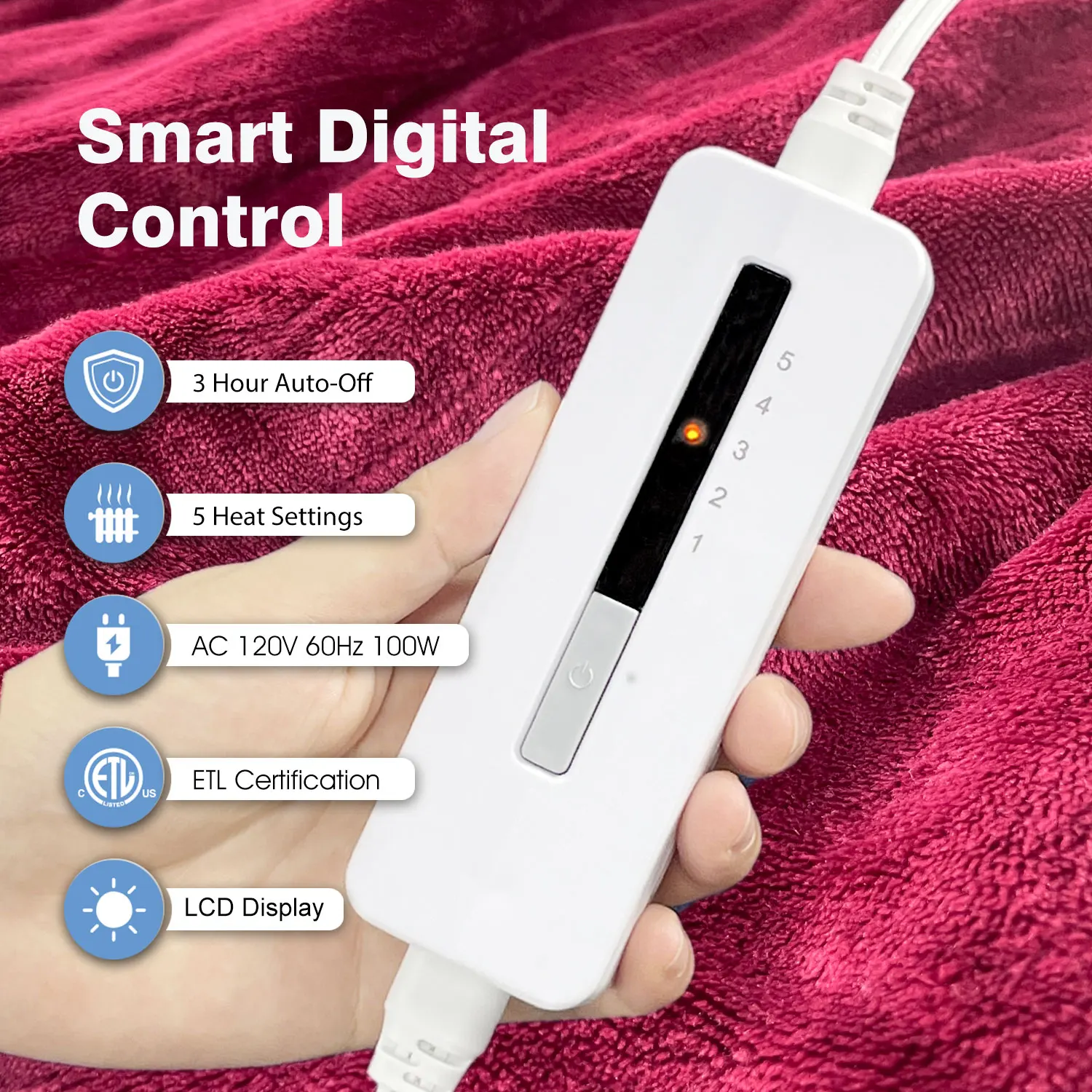 Blanket Electric Electric Blanket Heated Throw Soft Plush Machine  Washable