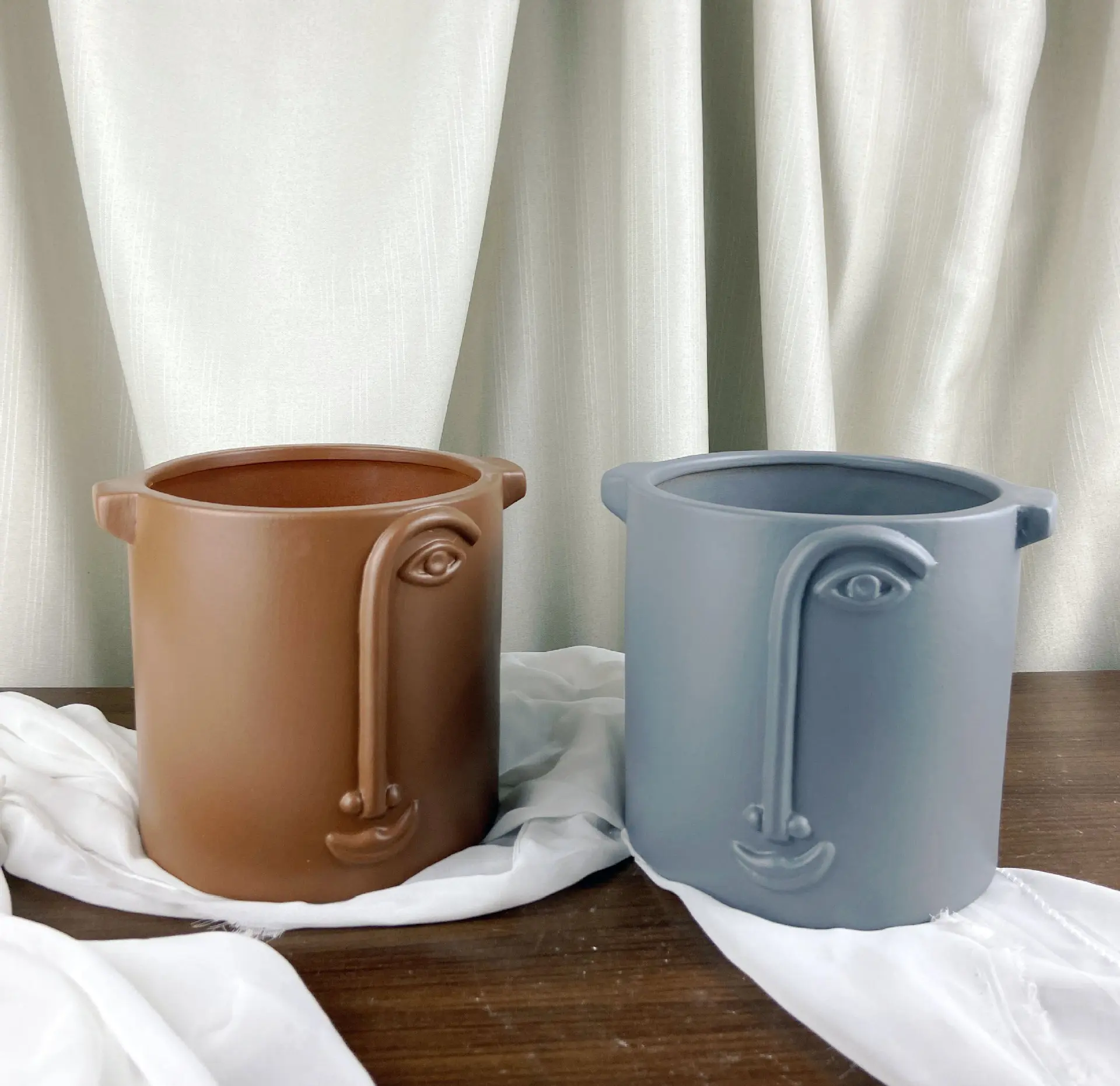 New product abstract face Nordic Amazon face flowerpot large mouth garden decoration ceramic large flowerpot