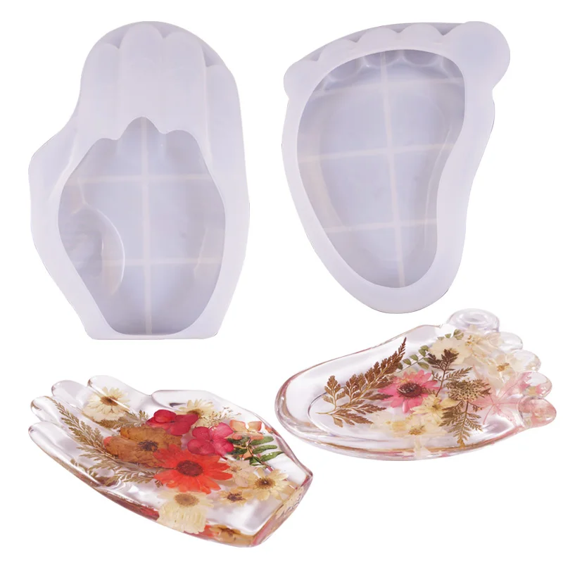DIY Palms and Feet Shape  Silicone Resin Mold, Crystal Epoxy Mold Storage Box,Ashtray Silicone Mold for Home Decor