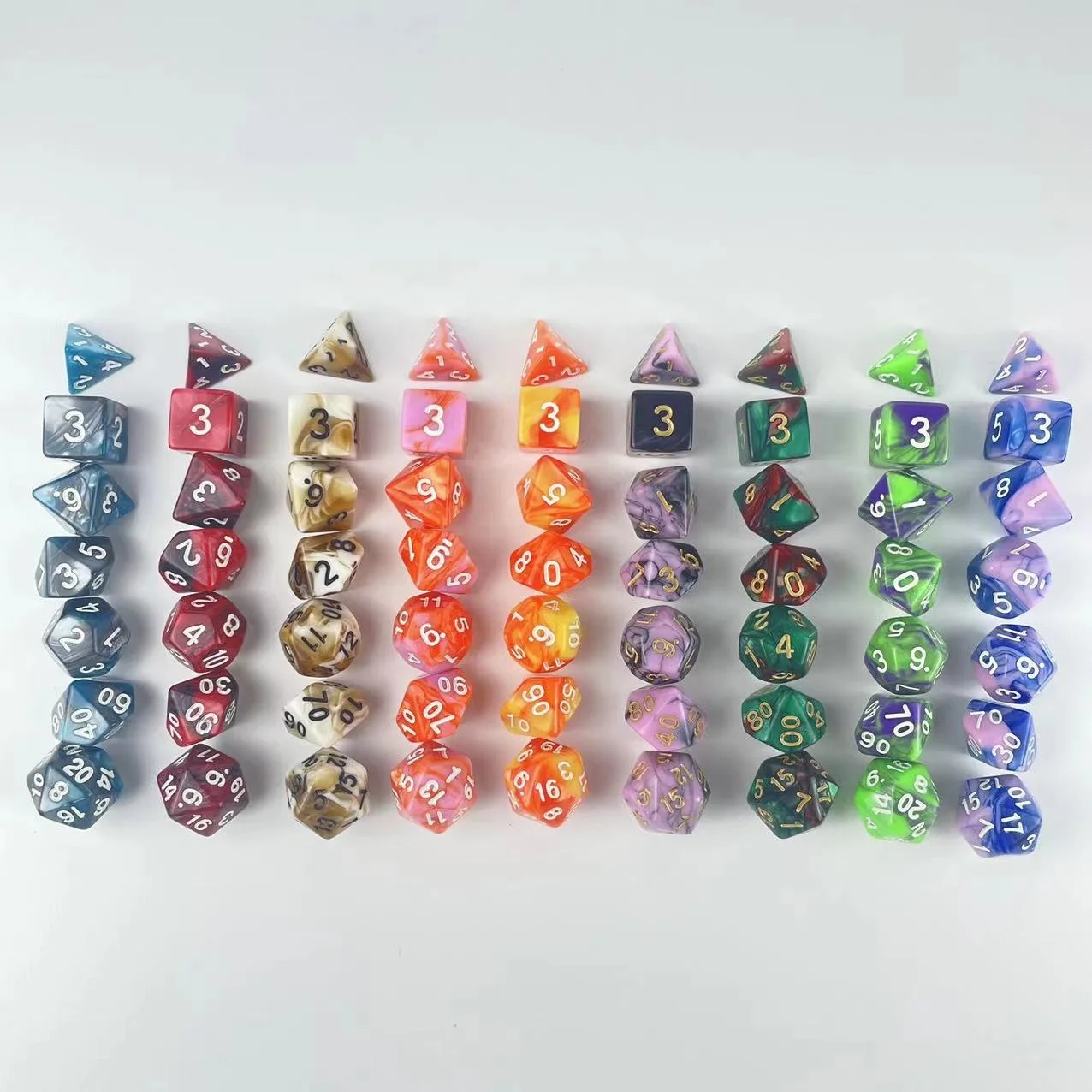 Acrylic Customized Dice Double Colors 7 pieces per Set Dice Polyhedral Dice For D&D COC Or RPG Game