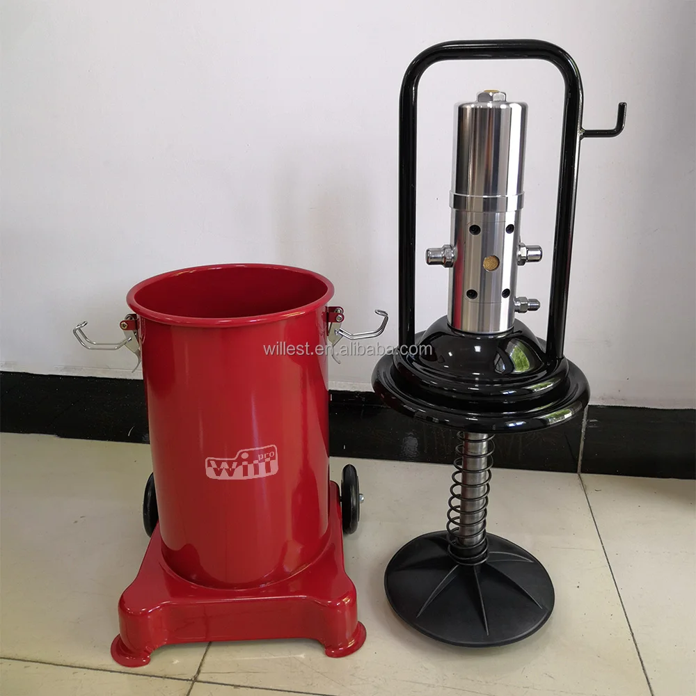 60:1 pneumatic grease dispenser HUTZ air operated grease pump with 12L or 15L barrel GPT12AC60L1 mobile bucket grease lubricator