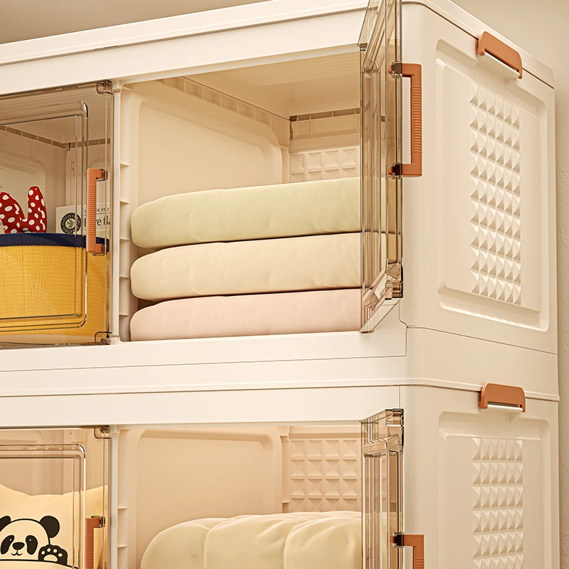 5-Tier Moveable Storage Box Organizers Plastic Stackable Collapsible Storage Bins Closet Wardrobe With Lid  For Home Office