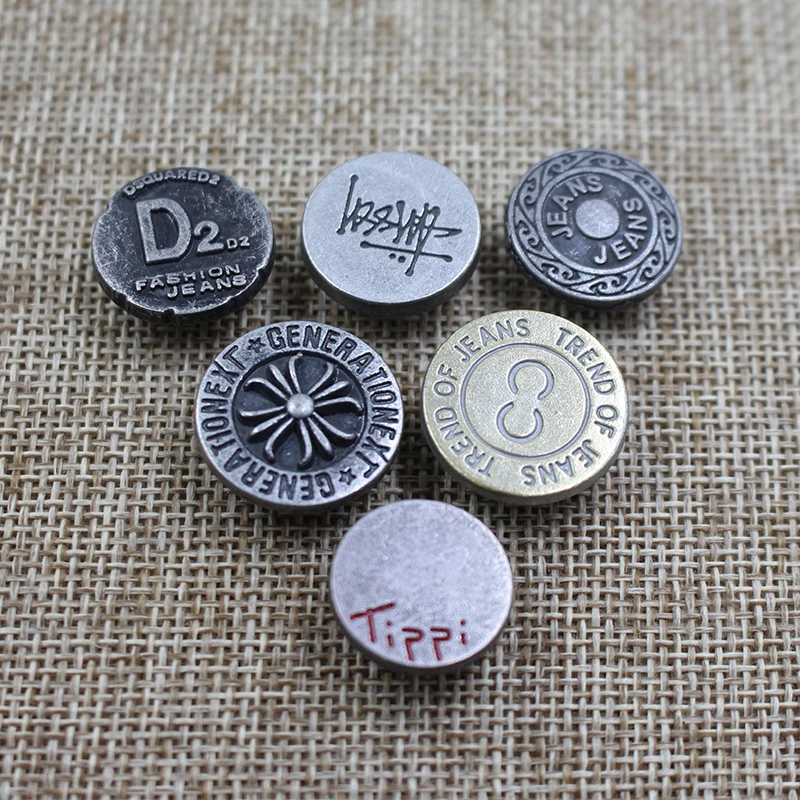 High quality customize logo alloy 18mm metal different types of jeans button for clothing