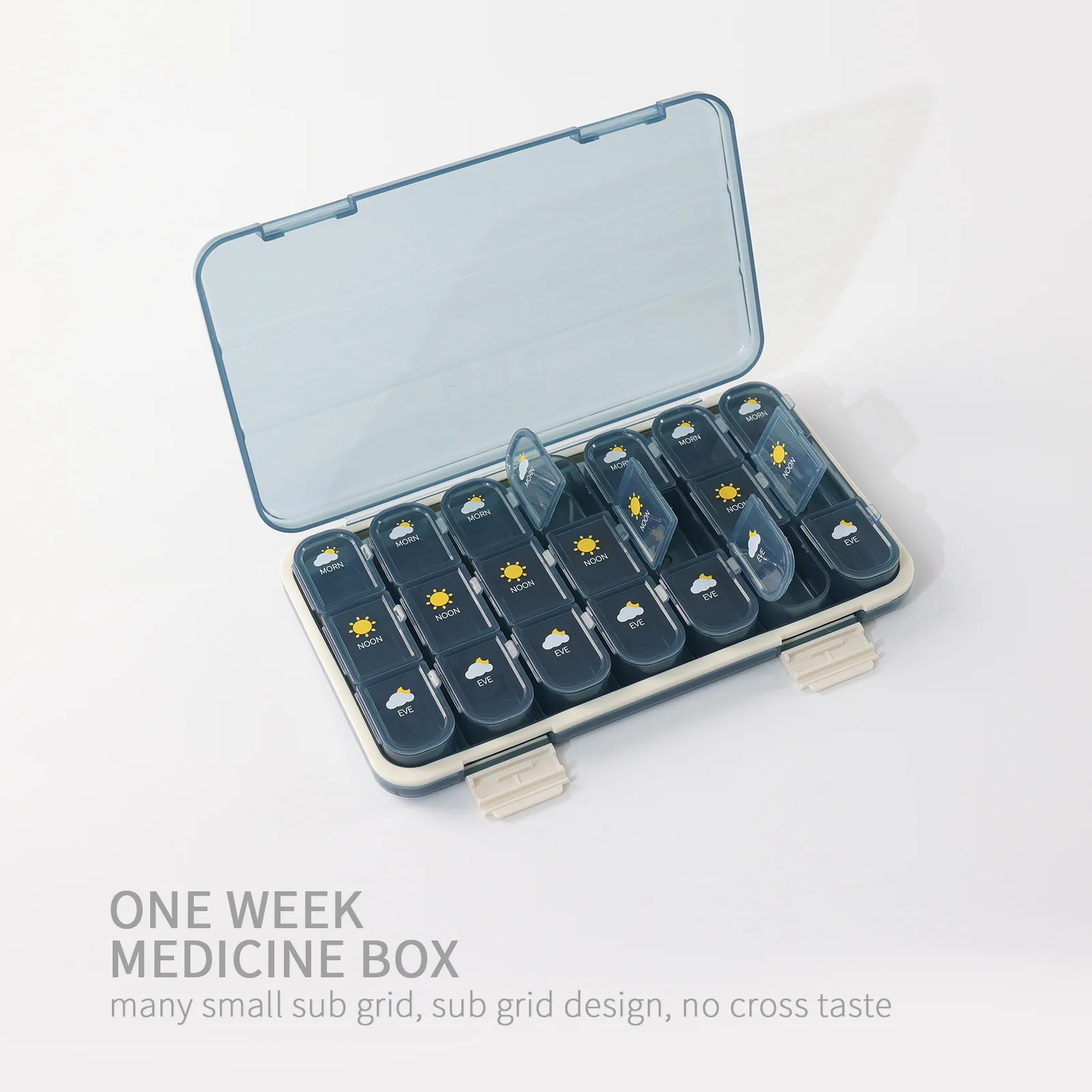 Weekly Pilll Box Large Capacity Medicine Dispenser 7 Day Tablet Organizer Storage Box Compartment Pill Case