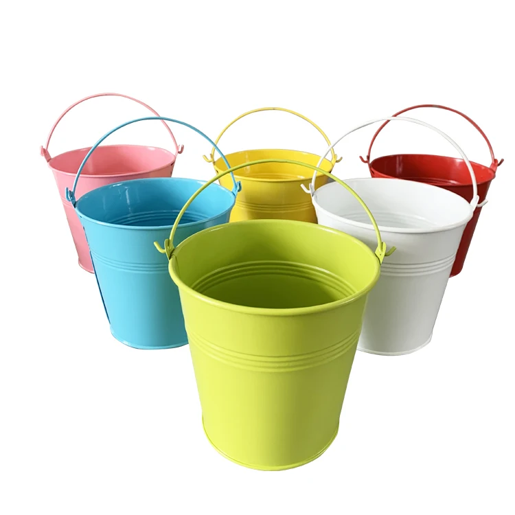  Wholesale Easter Gift Bucket Small Colored Metal with Handle Colorful Zinc