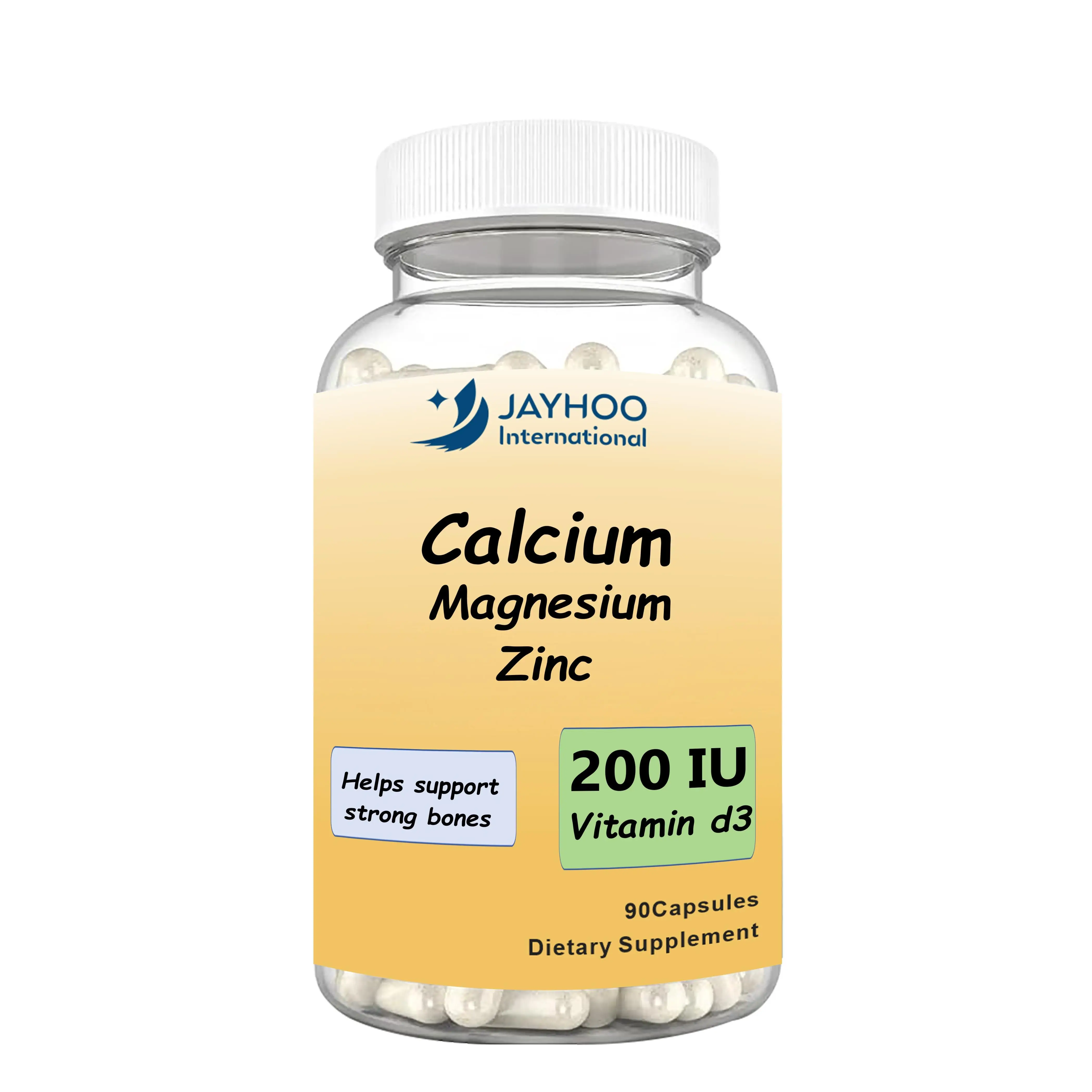 OEM Calcium Magnesium Zinc + Vitamin D3 capsules, support skeletal and muscular health for adults