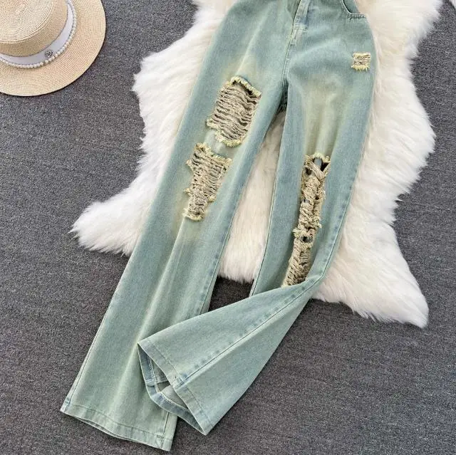 Summer Retro Tube Midriff Outfit Ladies Jumpsuit Casual High Waist Slimming Bodysuits Wide-Leg Jeans Jumpsuit for Women