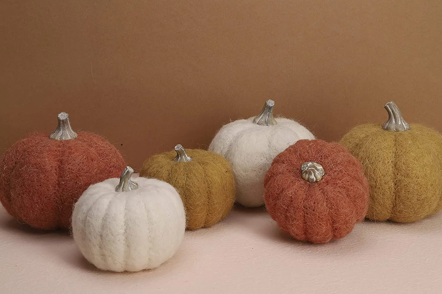 Woollen White Pumpkin Decor Handmade Artificial Pumpkin Decoration Fake Small Pumpkin Set Fall Harvest Farmhouse 
