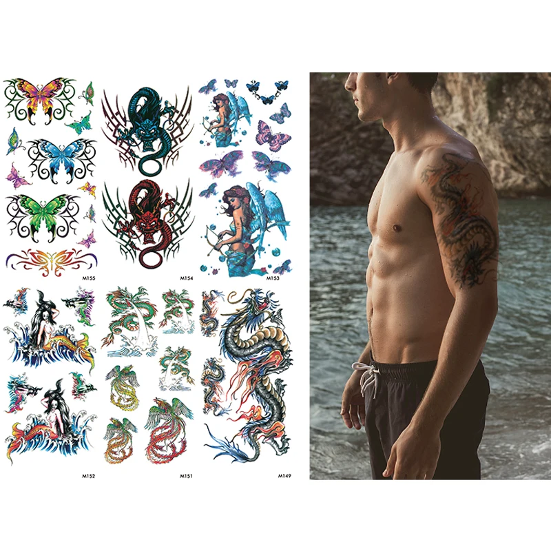 3D Semi Permanent Body Tatoo Sticker Printer Skull Lion Tatuaje Temporal Paper For Men Realism Custom Henna Tattoo Body Art