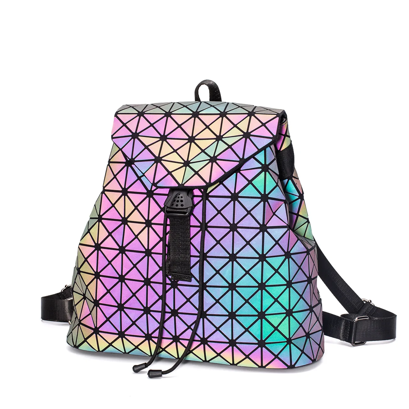 Hot Sale  Fashion Large Capacity Laser Luminous Geometric Rhombus Backpack