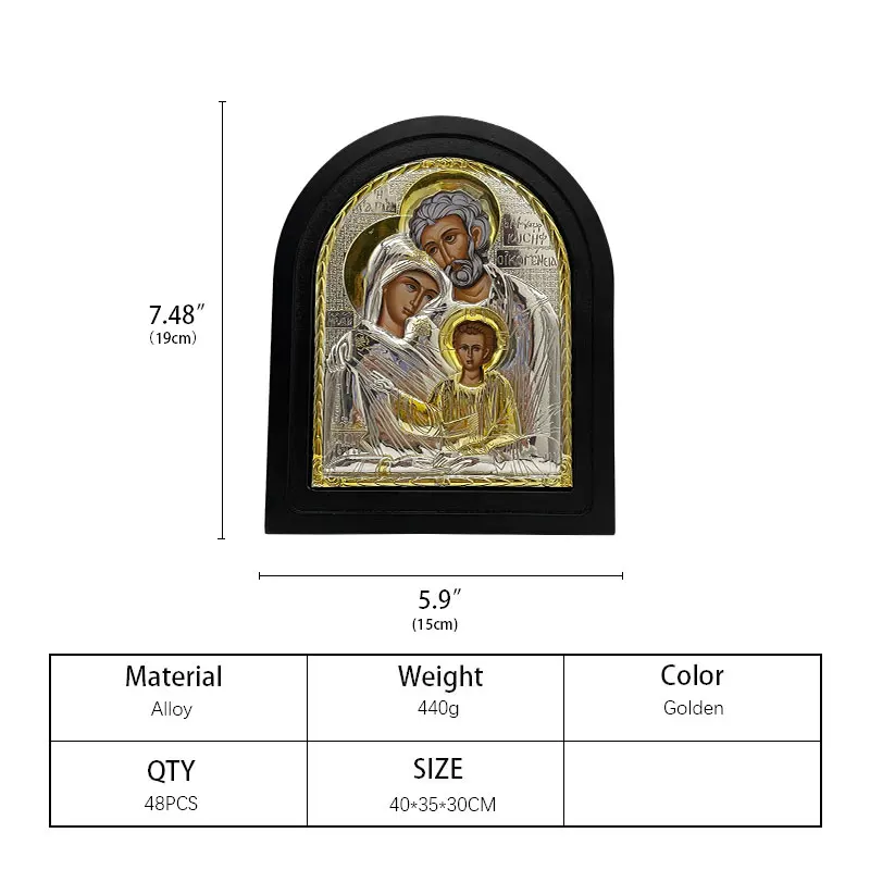HT Wonderful Gift for Believers Orthodox Handmade Metal Craft Engraving Gold Plated Whole Family Icon with Gift Box
