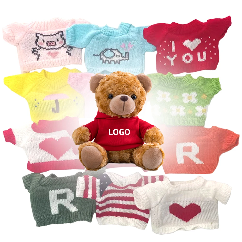 Wholesale Manufacturer Creative Animal With Teddy Bear Clothes OEM Logo Custom removable clothes accessories