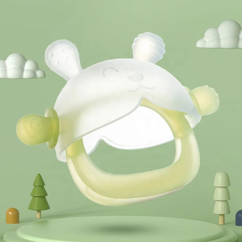 Rabbit Shaped Baby Anti Eating Hand Gloves BPA Free Silicone Children Grinding Toy Soft And Chewable Baby Teething Toy