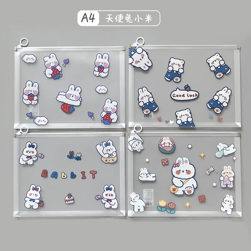 Transparent A4 Waterproof sliding bag PP Student test paper buggy bag file bag thickened