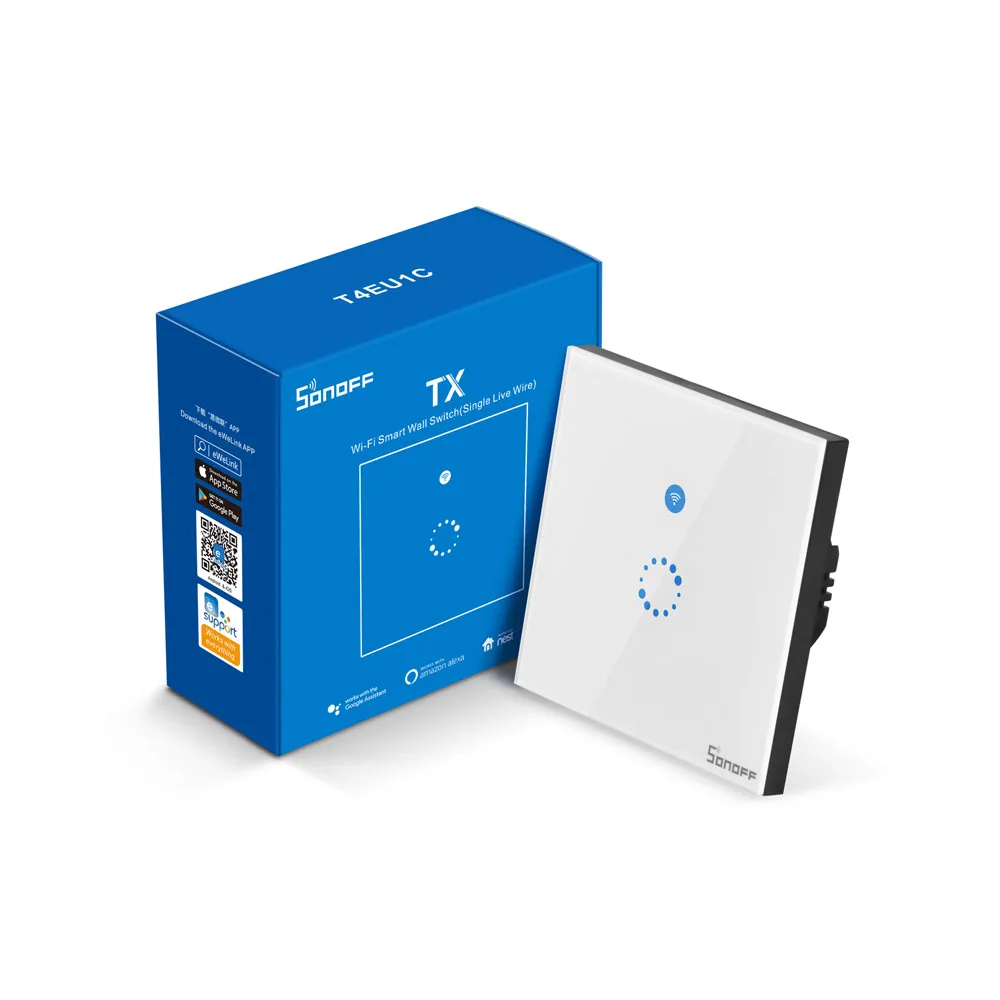 Newest Sonoff T4EU1C Wall Wifi Smart Touch Switch No Neutral Wire Required Operate via eWeLink Support Alexa Google Home IFTTT