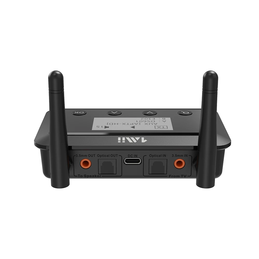 2023 Upgraded, 1Mii B03+ BT 5.0 Transmitter Receiver with Screen, 3 in 1 Long Range Adapter, Optical AUX 3.5mm Inputs/Outputs