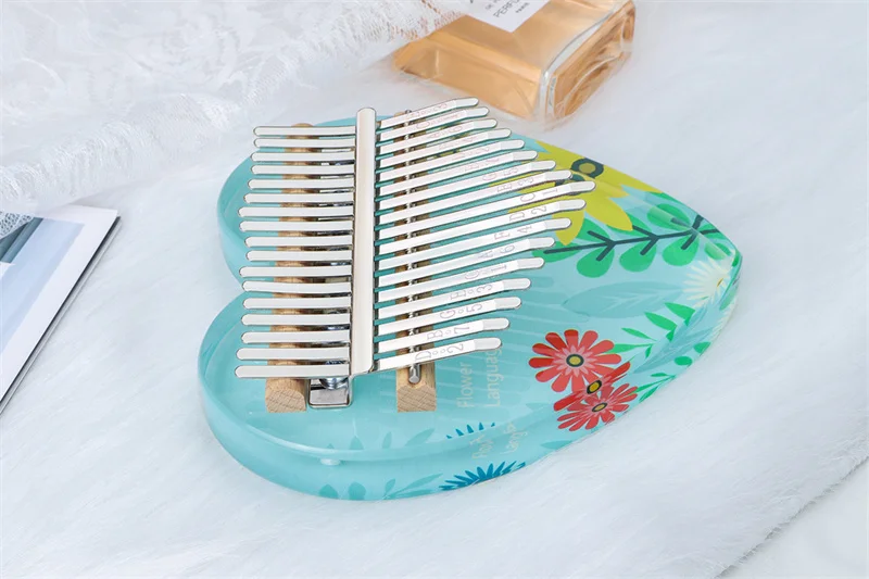 17-Tone Painted Crystal Thumb Piano Flower Heart Finger Piano Mini Kalimba African Instrument