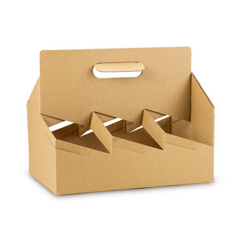 Bubble tea portable take away box coffee cup paper holder 6 Cup Carrier Tray Carrier With 4 Compartment Coffee paper cup tray