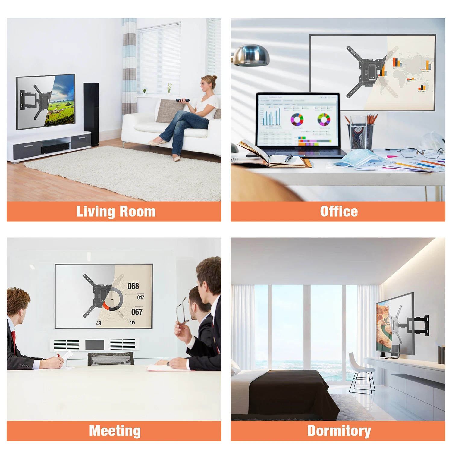 CHARMOUNT MAX VESA 400*400mm Swivel TV Bracket Wall Mount Suitable for 26-55 inches LCD TV Monitor Screen Mount