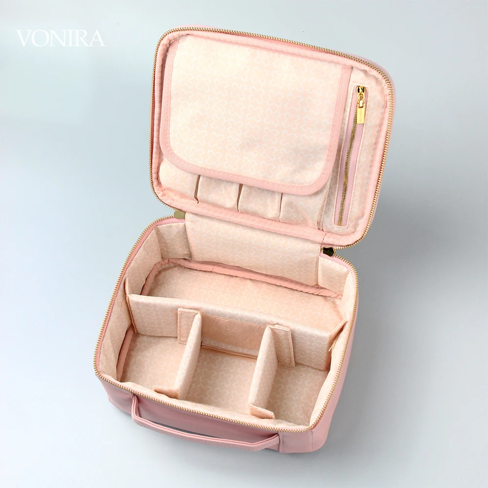 Vonira Beauty Manufacturer Wholesale Women Portable Travel Makeup Cosmetic Bags Organizer Multifunction Case Private Label