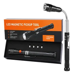Customized Logo Practical Gifts For Men LED Magnetic Pickup tool Telescoping Flexible Flashlight For Car Repair