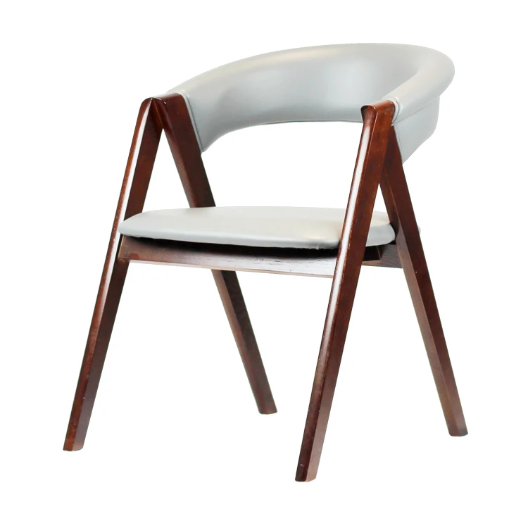 luxury solid wood dinner restaurant leather and wood dining chair for cafes and hotel