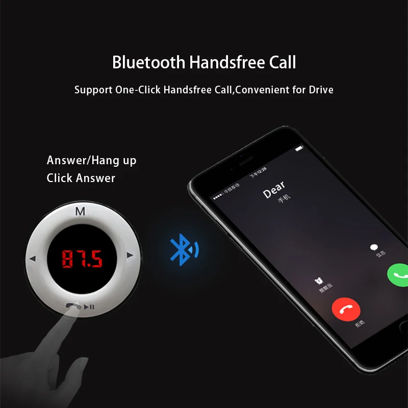 Smart Charger BT Car Hands-free Wireless Kit FM Transmitter Mp3 Player 2.4A Phone Adapter