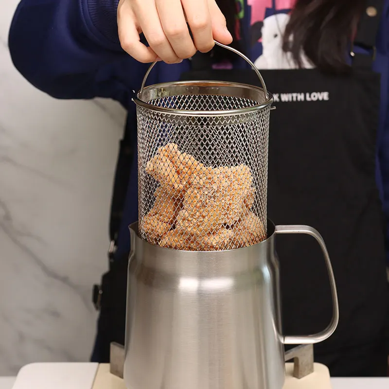 Original factory stock sus 304 kitchenware healthy dim sum fried potato food cooking oil filter strain cooker fryer pot