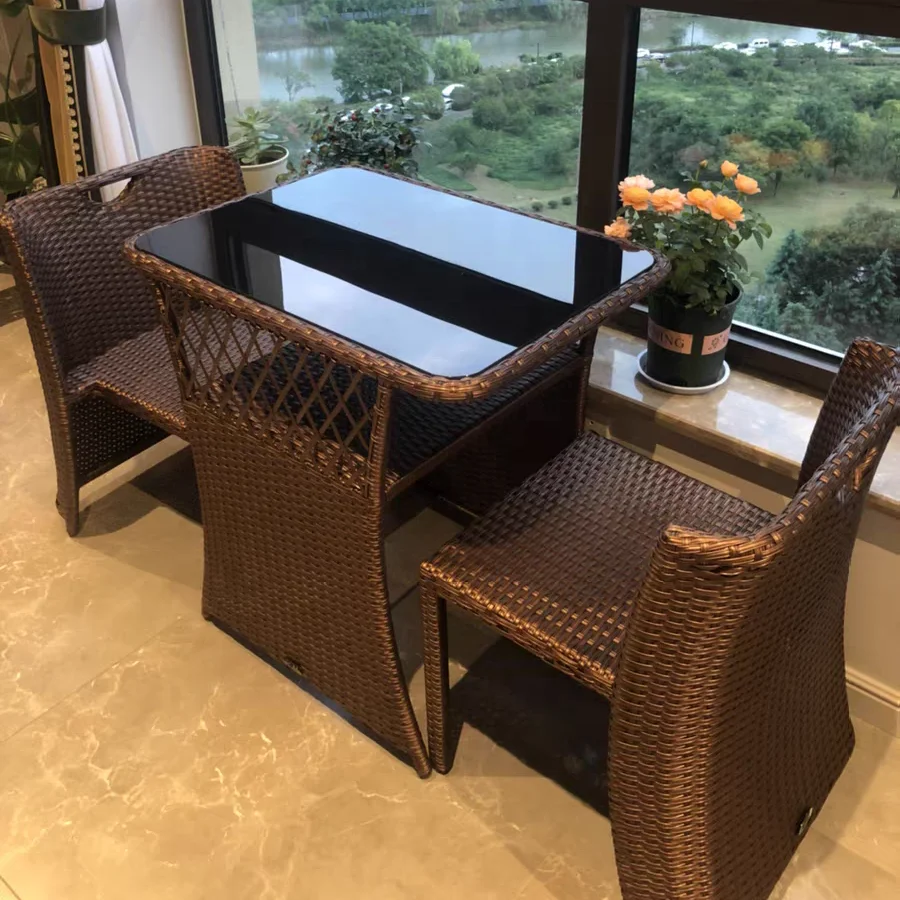 Unique Design Space Saving Modern Waterproof Outdoor Garden Patio Furniture Rattan Coffee Table Garden Sets