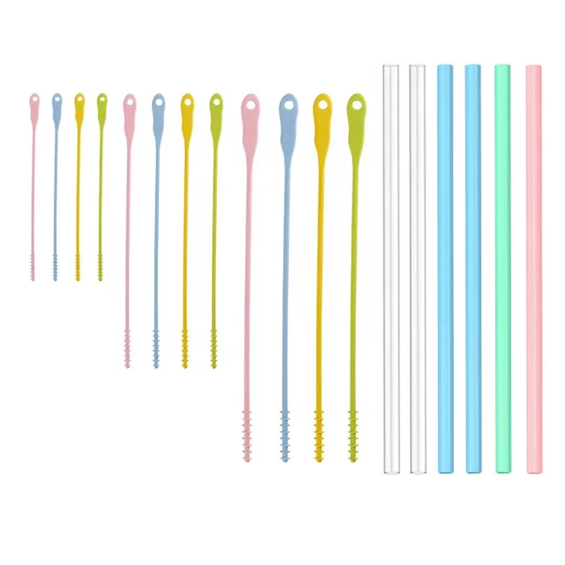 Eco-Friendly Long Small Mini Black Drinking Clean Tube Cleaner Straw Cleaning Brush Set