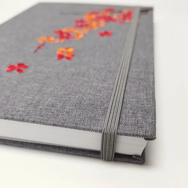 Unique 100% Linen Fabric Embroidery Flowers Hardcover Journals Notebook